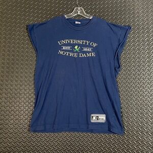 Vintage Starter Blue University Of Notre Dame Cut Off Sleeveless T-Shirt Men XXL
